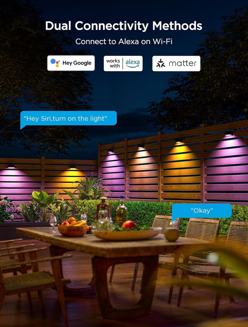 Govee Outdoor Deck Lights, Smart WiFi Outdoor Lights Work with Alexa, Google, Matter, App Control, IP65 Waterproof, Color Changing Fence Lights for Fence, Patio Decoration, Wired 18 Packs (112ft) - Image 4